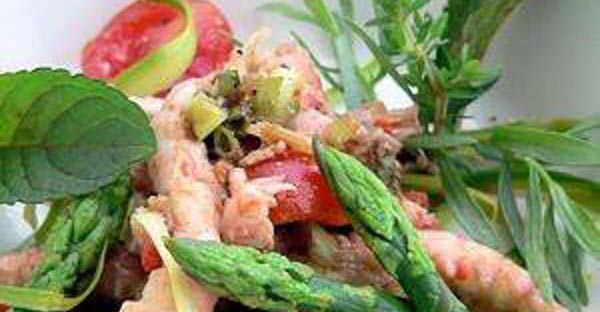Salade de langoustines et d'asperges