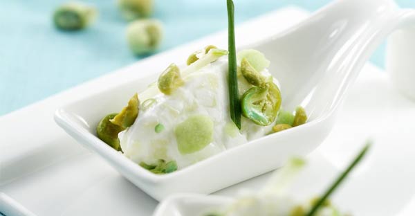 Chèvre frais, pomme granny et croustillant wasabi