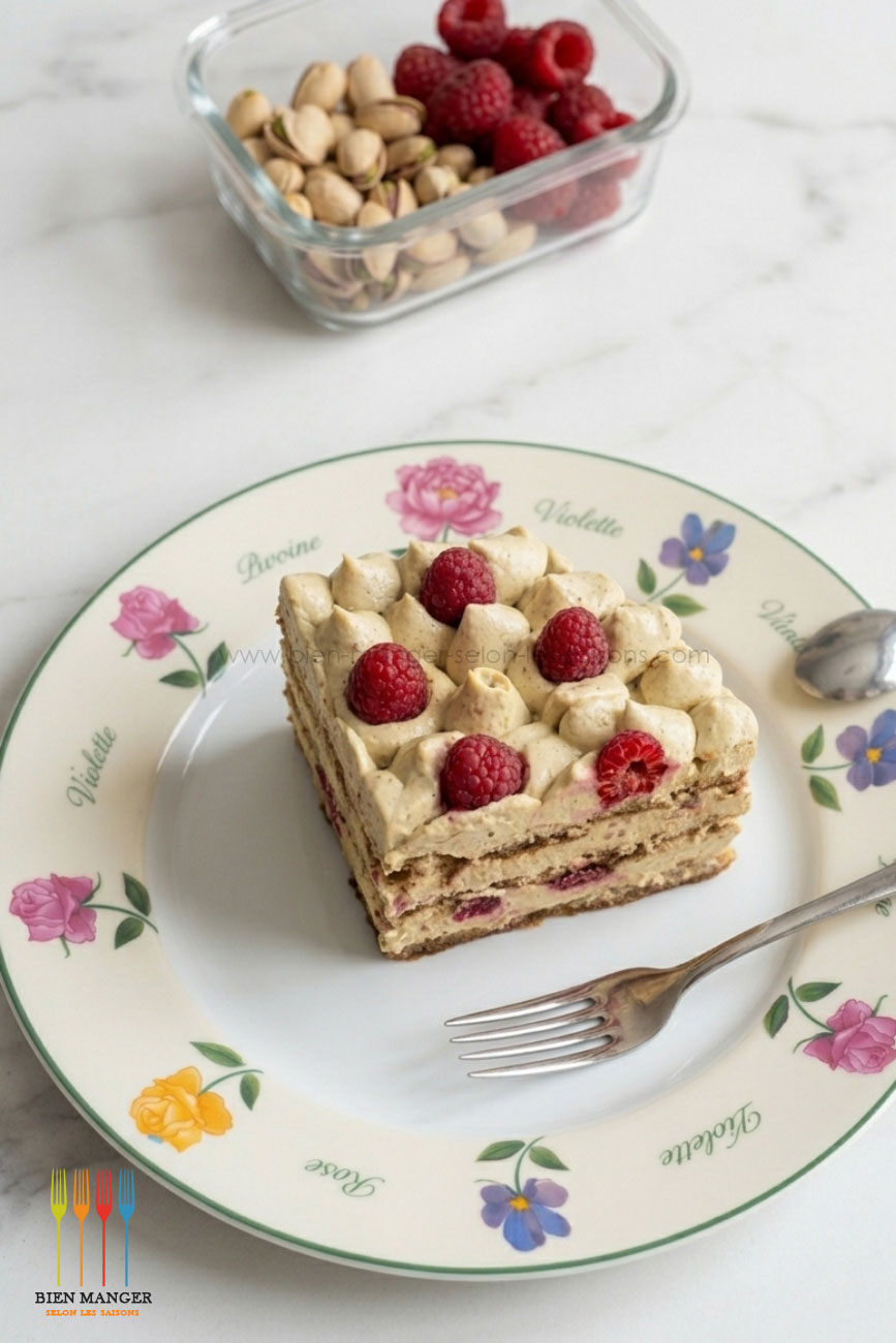 Tiramisu cake framboises pistaches