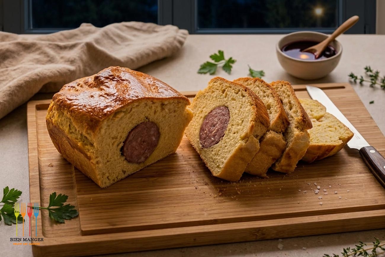 Saucisse de Morteau brioché, sauce porto – Rendu final de la recette