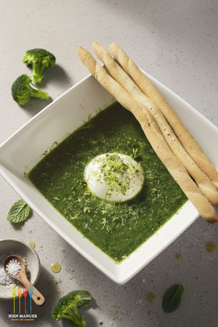 Soupe verte et burrata